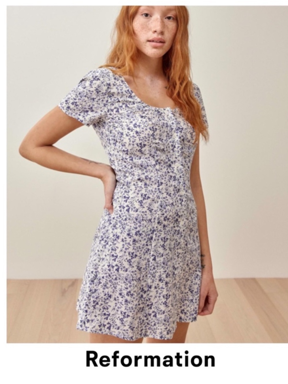 Reformation Blue Floral  Mini Dress Size 0